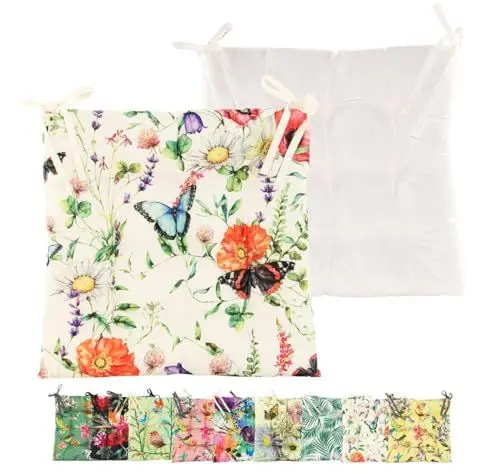 Produktbild: JACK Outdoor Motiv Stuhlkissen 38x38cm Lounge Kissen Auflage Wasserfest Sitzkissen Garten Lotus Effekt, Farbe:Sommerwiese