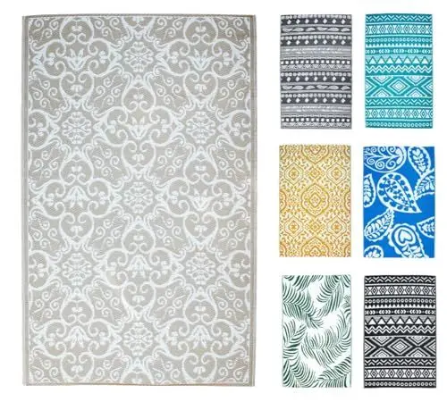 Produktbild: JACK Outdoor Teppiche Terrassenteppich Außenteppich 120x180cm Terrasse Balkon Teppich Garten Außen Lotus Effekt, Farbe:Ornamente Taupe