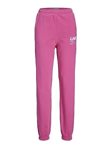 Produktbild: JACK & JONES Damen JXBIANCA HW Relaxed Vint Sweatpants SN Jogginghose, Carmine Rose/Print:Bright White LNDN Print, XS