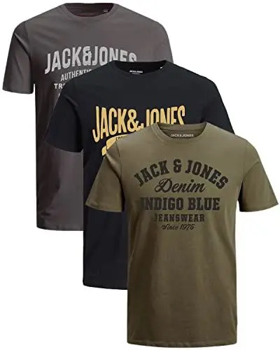 Produktbild: JACK & JONES Herren 3er-Set T-Shirts aus Baumwolle (Slim-fit Mix Opt 6, M)