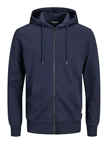 Produktbild: JACK & JONES Herren Basic Reißverschluss Baumwoll Hoodie - Marine Blazer - M