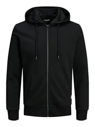 Produktbild: JACK & JONES Herren Basic Reißverschluss Baumwoll Hoodie - Schwarz - XL