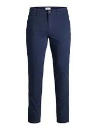 Produktbild: JACK & JONES Herren Chino Hose | Stretch Pants Konischer Schnitt | Slim Fit Look JPSTMARCO JJBOWIE, Farben:Navy, Größe Hosen:36W / 30L, Z-Länge:L30