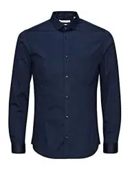 Produktbild: JACK & JONES Herren Freizeit Hemd JJPRPARMA Slim Fit Weiss Blau Schwarz XS-XXL, Größe:L, Farbe:Navy Blazer SUPER Slim 12097662