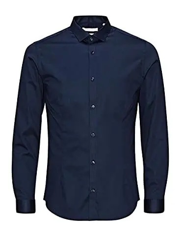 Produktbild: JACK & JONES Herren Freizeit Hemd JJPRPARMA Slim Fit Weiss Blau Schwarz XS-XXL, Größe:L, Farbe:Navy Blazer SUPER Slim 12097662