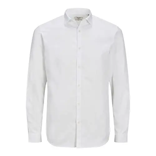 Produktbild: JACK & JONES Herren Freizeit Hemd JPRBLACARDIFF Slim Fit Schwarz Blau Weiss, Größe:XS, Farbe:White Slim FIT 12201905