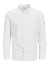 Produktbild: JACK & JONES Herren Freizeit Hemd JPRBROOK Oxford Slim Fit Weiss Blau XS-XXL, Größe:L, Farbe:White Slim FIT 12192150