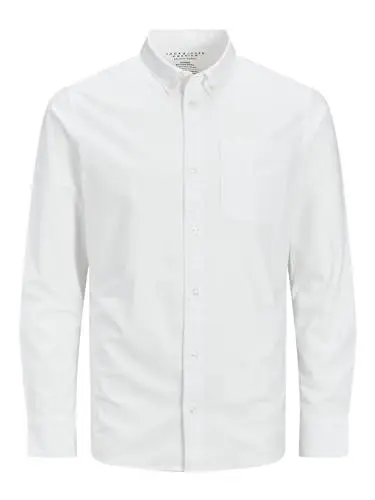 Produktbild: JACK & JONES Herren Freizeit Hemd JPRBROOK Oxford Slim Fit Weiss Blau XS-XXL, Größe:L, Farbe:White Slim FIT 12192150