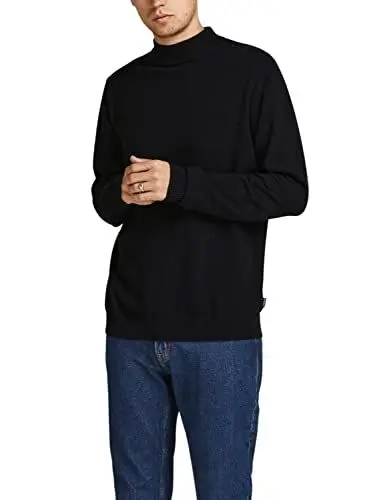 Produktbild: JACK & JONES Herren Jjebasic Knit Mock Neck Noos Pullover, Schwarz, M EU