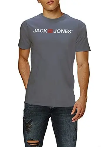 Produktbild: JACK & JONES Herren JJECORP Logo Tee SS Crew Neck NOOS 12137126, Grisaille/White - REG, S