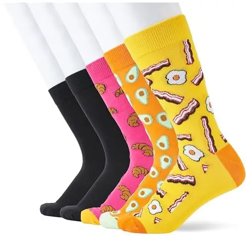 Produktbild: JACK & JONES Herren Jacbreakfast Socks 5 Pack Socken, High Visibility/Pack:Pink yarrow - Orange pepper - Black - Black, Einheitsgröße
