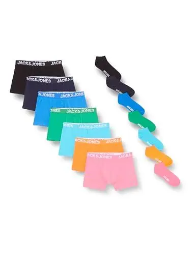 Produktbild: JACK & JONES Herren Jaccole Travelkit Boxershorts, Victoria Blue/Pack:Green Bee Black - Hot Pink - Scuba Blue - Persimmon Orange - Navy Blazer, M