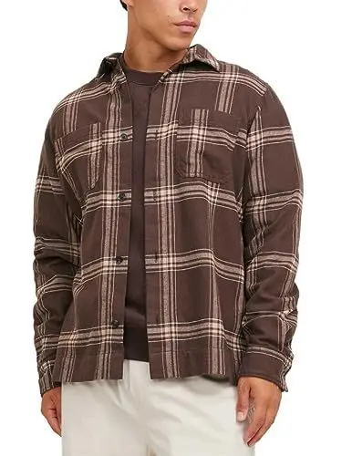 Produktbild: JACK & JONES Herren Jcospace Logan Flannel Overshirt Ls Freizeithemd 12241933 ,Seal Brown/Checks:checks ,XL