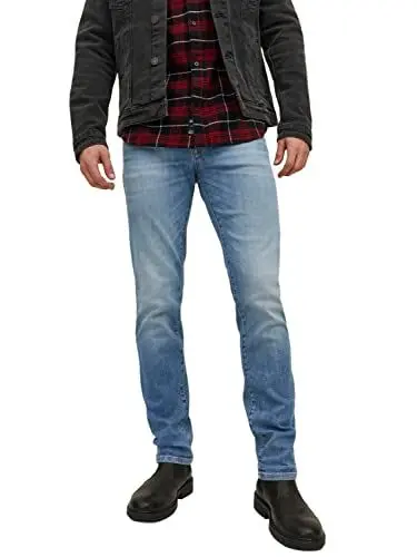 Produktbild: JACK & JONES Herren Jeans JJITIM JJDAVIS JJ 074 - Slim Fit - Blau - Blue Denim, Größe:33W / 32L, Farbvariante:Blue Denim 12229815