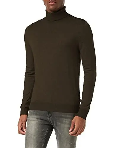 Produktbild: JACK & JONES Herren Dünner Rollkragen Strickpullover | Klassischer Rundhals Sweater | Langarm Basic JJEEMIL, Farben:Grün, Größe Pullover:L