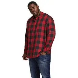 Produktbild: JACK & JONES Herren Jjegingham Twill Shirt L/S Ps Noos Hemd, Brick Red, 6XL Große Größen EU
