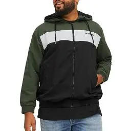 Produktbild: JACK & JONES Herren Jjerush Hood Noos Pls Bomberjacke, Dunkelgrün - Weiß - Schwarz, 6XL EU