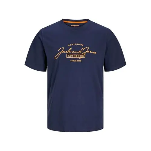 Produktbild: JACK & JONES Herren Jjferris Tee Ss Crew Neck T-Shirt, Navy Blazer/Print:Big, S