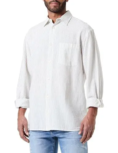 Produktbild: JACK & JONES Herren Jorblicher Linen Check Shirt Ls Langarmhemd, Cloud Dancer/Stripes:Stripes, L