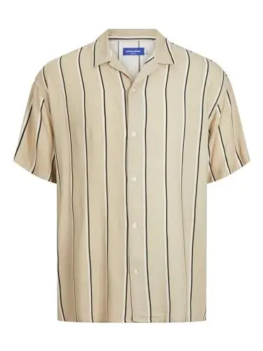 Produktbild: JACK & JONES Herren Jorluke Palma Stripe Shirt Ss Kurzarmhemd, Crockery, XL