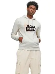 Produktbild: JACK & JONES Herren Kapuzenpullover Hoodie JCOMAP Logo - Regular Fit S- XXL, Größe:M, Farbe:Moonbeam 12252310