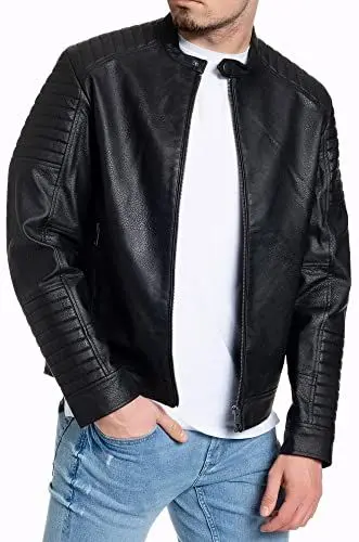 Produktbild: JACK & JONES Herren Kunstlederjacke - Biker Jacke schwarz (Jate, XXL)