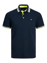 Produktbild: JACK & JONES Herren Poloshirt JJEPAULOS Slim Fit S M L XL XXL 100% Baumwolle, Größe:L, Farbe:Dark Navy NEON 12136668