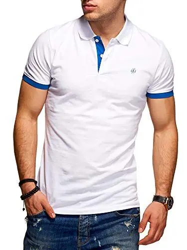 Produktbild: JACK & JONES Herren Poloshirt Polohemd Kurzarmshirt Shirt Basic (XXL, White/Classic Blue)