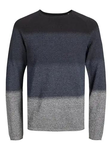 Produktbild: JACK & JONES Herren Strickpullover Rundhals Basic Langarm Sweater Baumwolle Shirt JJEHILL, Farben:Blau, Größe Pullover:M