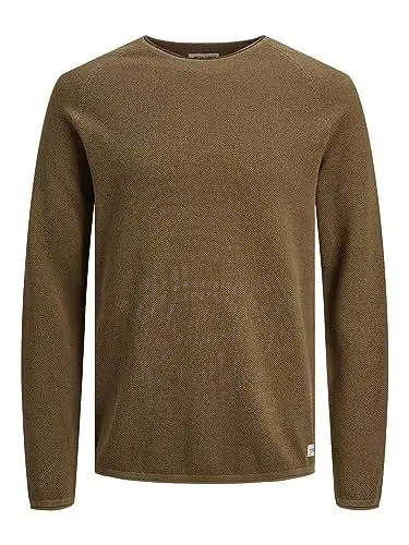 Produktbild: JACK & JONES Herren Strickpullover Rundhals Basic Langarm Sweater Baumwolle Shirt JJEHILL, Farben:Mittelbraun,Größe Pullover:L