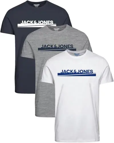 Produktbild: JACK & JONES Herren T-Shirts im 3er-Set Multipack S-7XL (Regular Fit Mix 18, S)