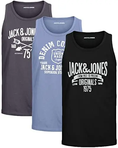 Produktbild: JACK & JONES Herren Tank-Tops Vielfältige Prints | Schmale Passform und atmungsaktive Baumwolle (3er Opt - 1 (3er Havka TT, 3XL))