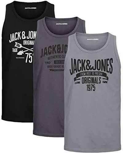 Produktbild: JACK & JONES Herren Tank-Tops Vielfältige Prints | Schmale Passform und atmungsaktive Baumwolle (3er Opt - 3 (3er Havka TT, 3XL))