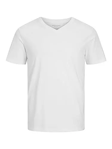 Produktbild: JACK & JONES Herren V-Neck T-Shirt JJEORGANIC Basic - Regular Fit S M L XL XXL, Größe:M, Farbe:White 12156102