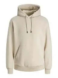 Produktbild: JACK & JONES Hoodie Kapuzen Pullover Basic Sweater Sweatshirt mit Kängurutasche JJEBRADLEY, Farben:Sand, Größe Pullover:XS