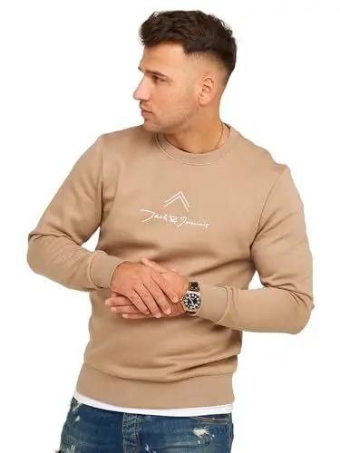 Produktbild: JACK & JONES Infinity Herren Sweatshirt Austin Pullover Sweater (DE/NL/SE/PL, Alphanumerisch, M, Regular, Regular, Dune)