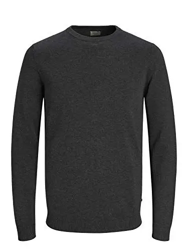 Produktbild: JACK & JONES Herren Basic Knit Crew Neck Pullover - Dark Grau Melange - L
