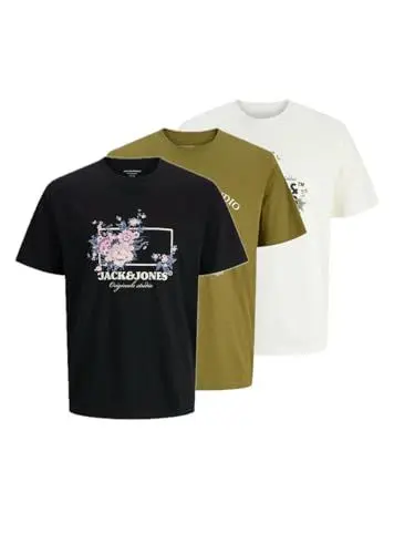 Produktbild: JACK & JONES Male T-Shirt 3er-Pack Logo Rundhals T-Shirt, Farbe:Mehrfarbig, Größe:S