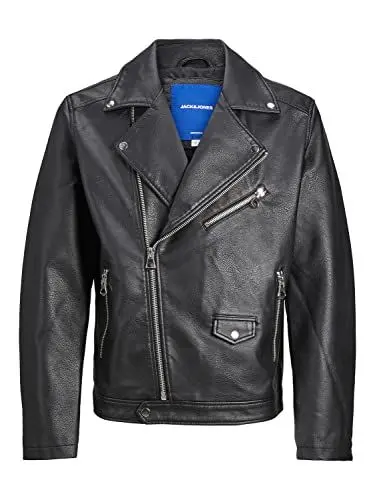 Produktbild: JACK & JONES Men's JORFLORES Biker Jacket Bikerjacke, Black, L