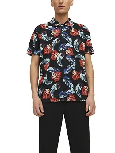 Produktbild: JACK & JONES Men's JPRBLATROPIC SS Polo Poloshirt, Navy Blazer/AOP:SS23, M