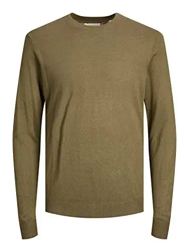 Produktbild: JACK & JONES Men's JPRIGOR Linen Knit Crew Neck Strickpullover, Capers/Detail:Melange, L