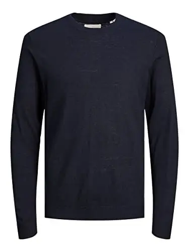 Produktbild: JACK & JONES Men's JPRIGOR Linen Knit Crew Neck Strickpullover, Maritime Blue/Detail:Maritime Navy, XL