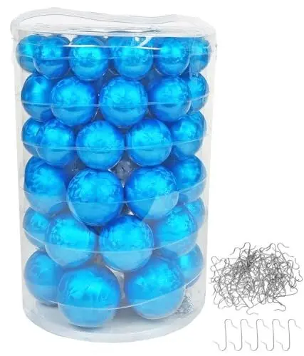 Produktbild: JACK by Inge Glas 60x Glas Christbaumkugeln 4 5 6 7 cm Weihnachtskugeln Eislack Blau + Haken