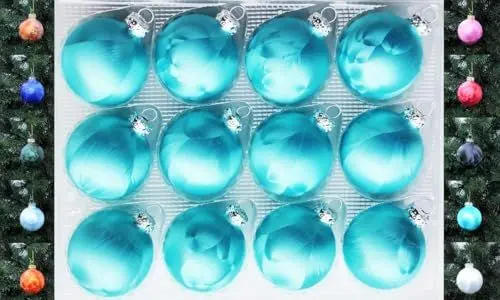 Produktbild: Jack 12x Glas Eislack Christbaumkugeln 6cm Thüringer Weihnachtskugeln Kugeln, Farbe:Türkis Eislack