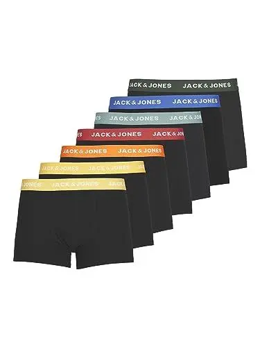 Produktbild: Jack& Jones Boxershorts 7er-Pack Basic Trunks Kurze Unterhosen Logo Print Design JACVITO, Farben:Schwarz, Größe Hosen:L