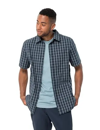 Produktbild: Jack Wolfskin Herren Hot Springs M Shirt Shortsleeve, Night Blue Checks, XL EU
