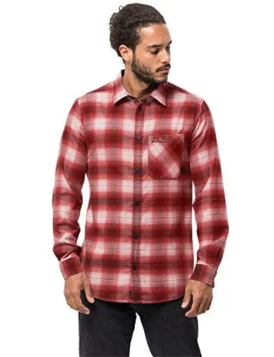 Produktbild: Jack Wolfskin Herren Light Valley Shirt Hemd für Reise Freizeithemd, Mexican Pepper Checks, M