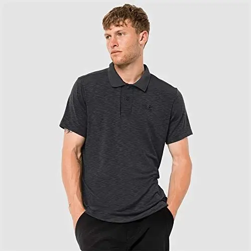 Produktbild: Jack Wolfskin Herren Schnelltrocknendes Polo Shirt TRAVEL Polo Men, Black, M, 1804542-6000003