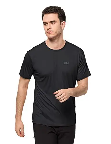 Produktbild: Jack Wolfskin Herren TECH T M schnelltrocknendes T-Shirt, Black, S