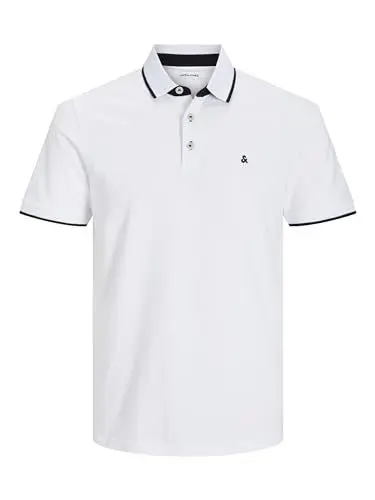 Produktbild: JACK & JONES Herren Slim Fit Polo Shirt JJEPAULOS Uni Sommer Hemd Kragen Kurz Arm Basic Pique Cotton, Farben:Blau-4, Größe:XL